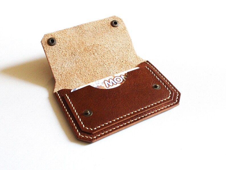 Cartera de cuero para cinturón, riñonera minimalista, tarjetero de cuero, cartera de cuero para cinturón hecha a mano imagen 9