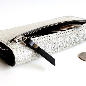 Long Leather Wallet, Distressed White and Black Leather Wallet, Handmade Biker Wallet, Long Trucker Wallet image 3