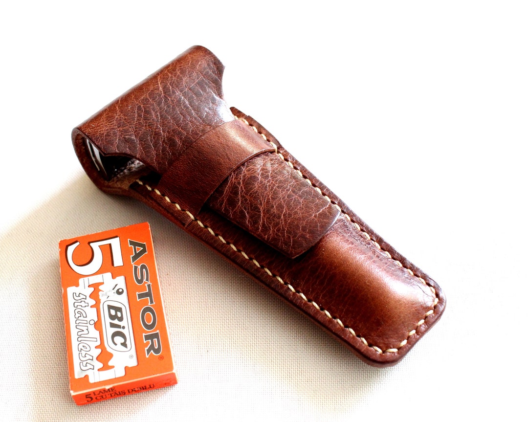 Handmade Leather Safety Razor Pouch: Personalized Minimalist Case - Etsy