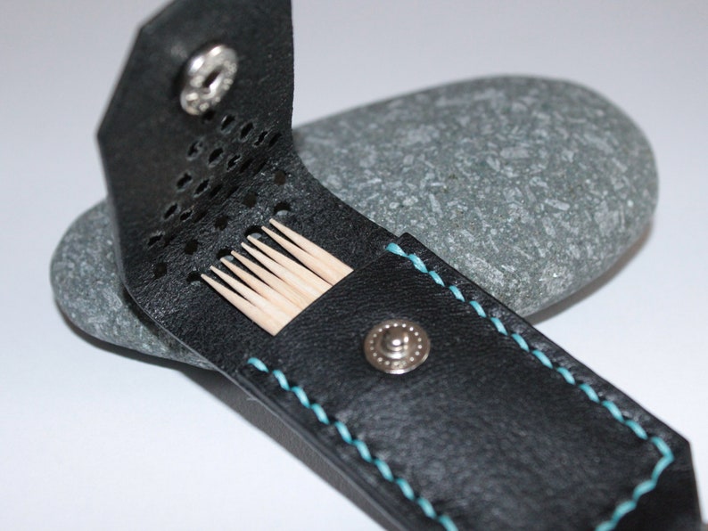 Minimalist Leather Keychain Toothpicks Holder Leather Etsy