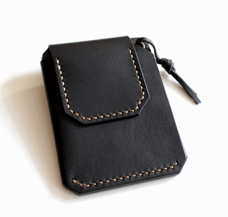 Cartera de cuero, billetera minimalista hecha a mano para tarjetas de cuero, billetera delgada para hombres y mujeres, bolsillo AirTag imagen 6