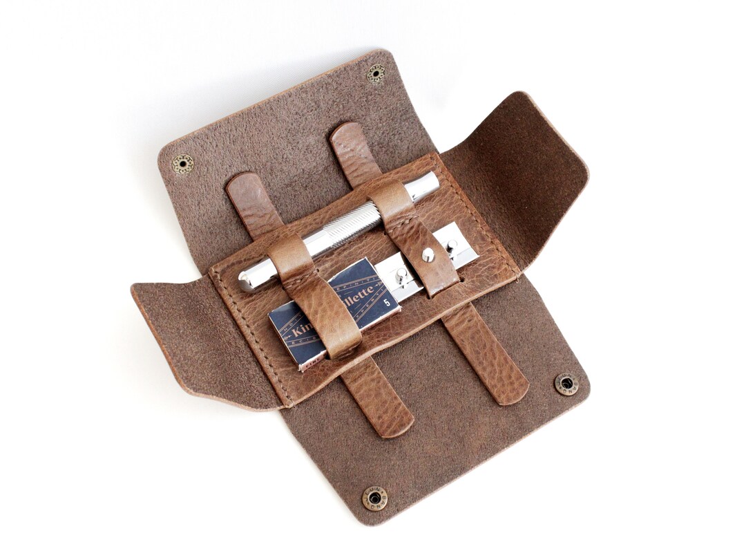 Handmade Leather Shaving Kit Holder Personalized Grooming Etsy