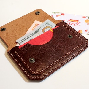 Cartera de cuero para cinturón, riñonera minimalista, tarjetero de cuero, cartera de cuero para cinturón hecha a mano imagen 4