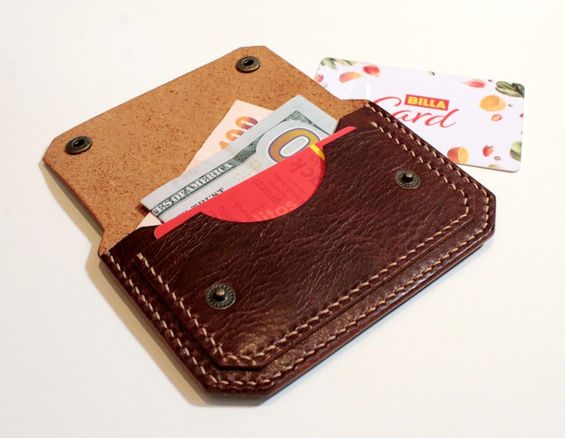 Cartera de cuero para cinturón, riñonera minimalista, tarjetero de cuero, cartera de cuero para cinturón hecha a mano imagen 4