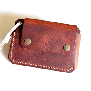Cartera de cuero para cinturón, cartera delgada para cinturón con 3 compartimentos, bolsa minimalista para cinturón, billetera de cuero hecha a mano para tarjetas