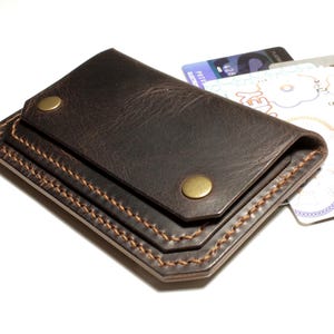 Portefeuille en cuir Belt, Pochette ceinture en cuir minimaliste, Porte-cartes fait main