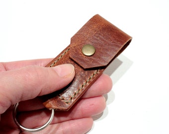 Minimalist Leather Keychain Toothpicks Holder, Handmade Leather Case with Key Ring, Keychain Holder, Pocket Toothpick Holder, Gift Idea