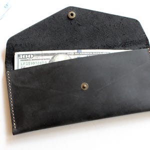 Carteira de couro feita à mão com envelope para dinheiro, envelope para guardar dinheiro, carteira de couro, bolsa de couro Crazy Horse, ideia para presente