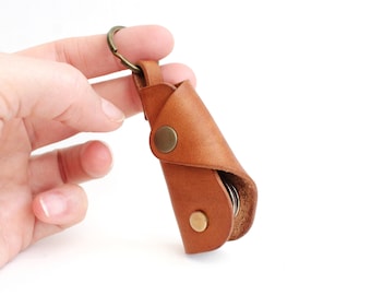 Leather Key Holder, Portable Key Organizer with Ring or Swivel Clip