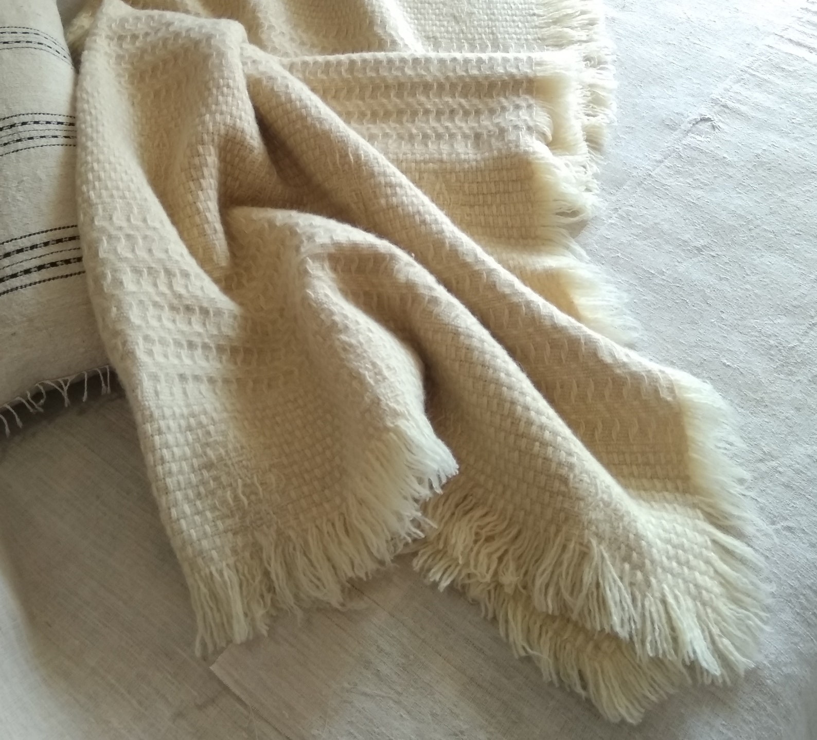 Soft Wool Blanket / Natural Cream Throw Blanket / Merino Wool Etsy