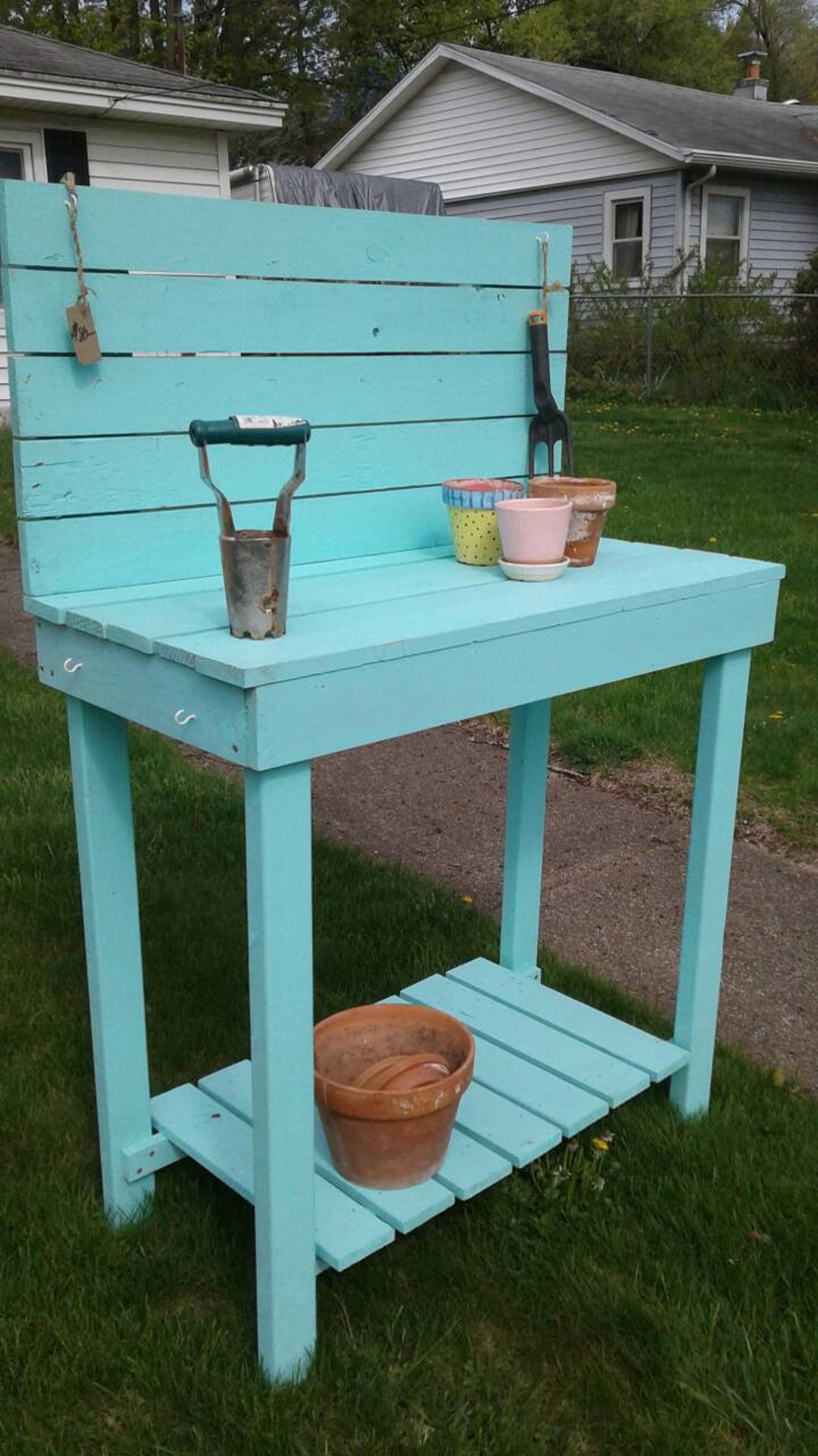 Potting Bench made of reclaimed pallet wood. Etsy