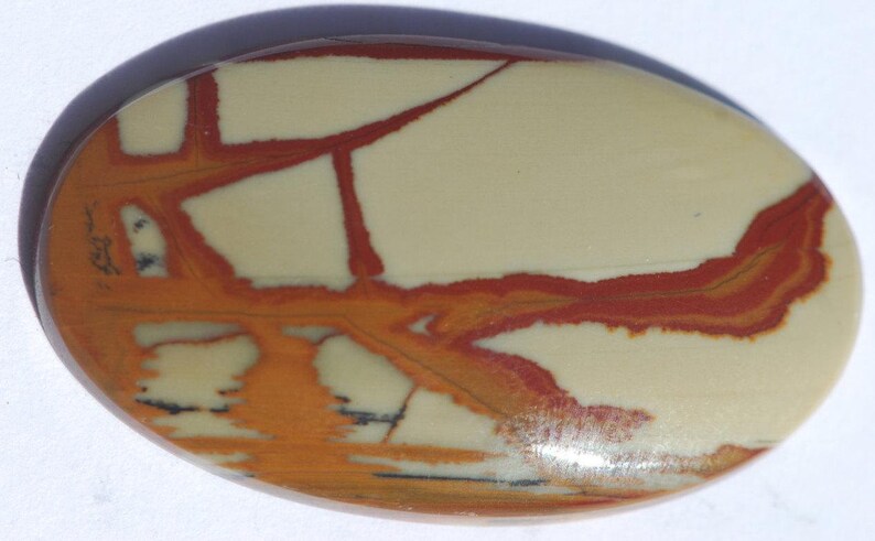 38 x 22mm oval tan yellow brown multicolor red Owyhee Jasper Cabochon