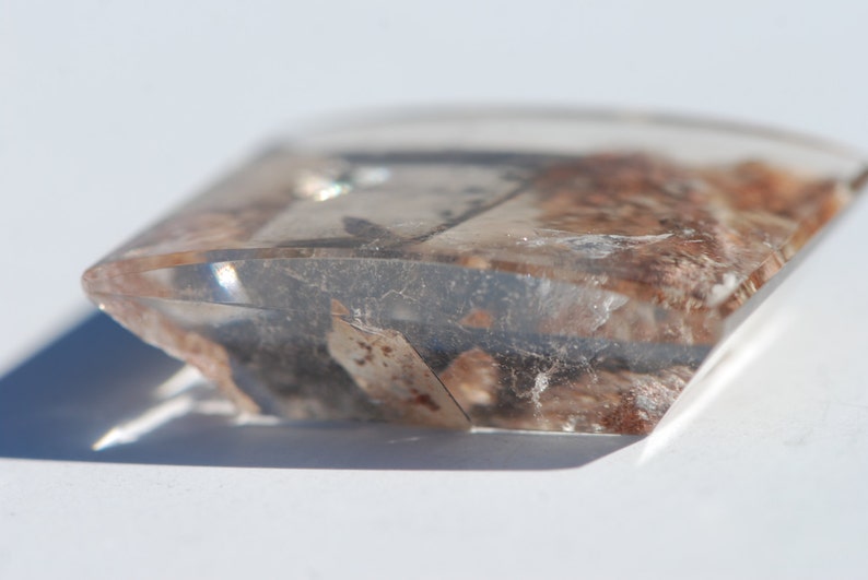 High Dome Approximately 38 x 31.5 mm Natural Crystal Quartz excellent polish OOAK Lodolite Included Quartz Domed Rectangle
