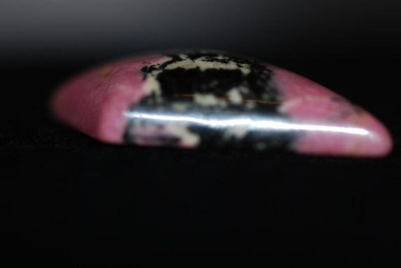 high dome deep pink and black kite or diamond shape excellent polish Rhodonite Cabochon