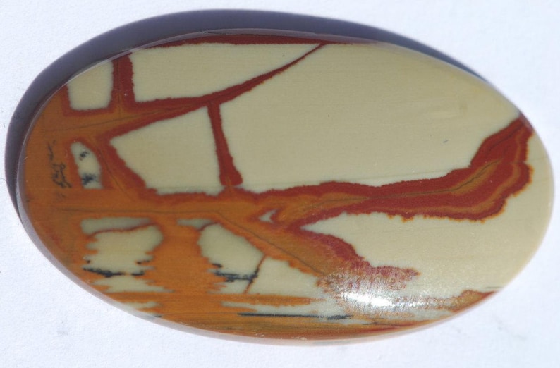 38 x 22mm oval tan yellow brown multicolor red Owyhee Jasper Cabochon