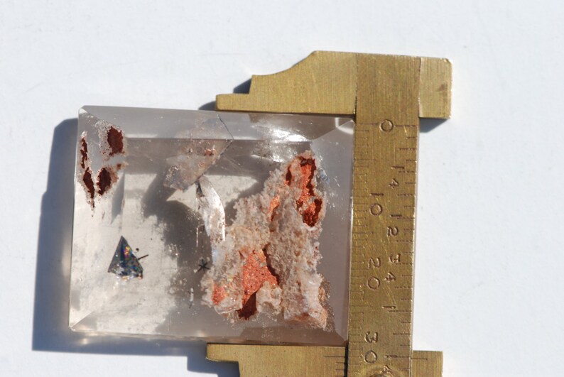 High Dome Approximately 38 x 31.5 mm Natural Crystal Quartz excellent polish OOAK Lodolite Included Quartz Domed Rectangle
