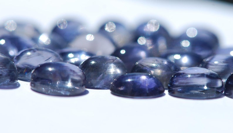 gray dichroic violet approx C2044 Lot of 8 piece Iolite Cabochons blue 9 x 7