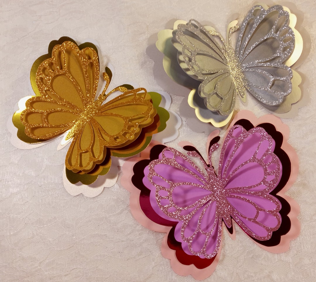 3D Glitter Paper Butterflies, Butterfly Baby Shower, Butterfly Wall Art
