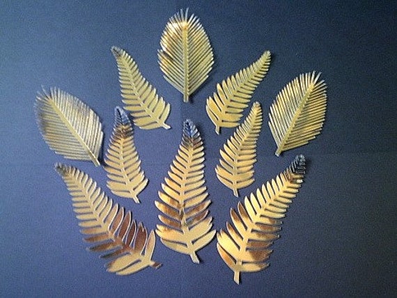 Pre-cut Paper Gold Leaves 10 Piece 4-6 Inch Leaf Set 1/party Supplies/wall  Decor/backdrop 