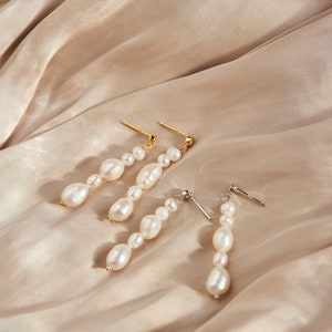 Pearl earrings 925 sterling silver gold