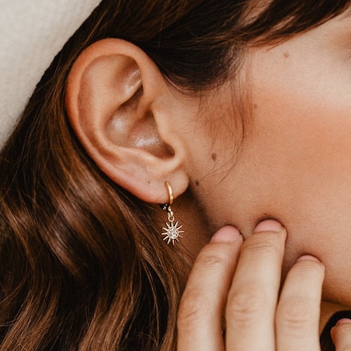 Sun Studs Sun Stud Earrings Tiny Gold Studs Dainty Gold Etsy