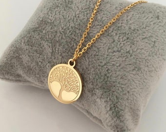 Lebensbaum Kette Silber Gold Rosegold Baum des Lebens Halskette Münzkette