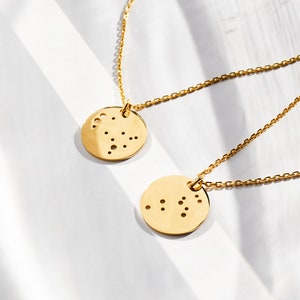 Constellation cutout necklace gold silver zodiac signs