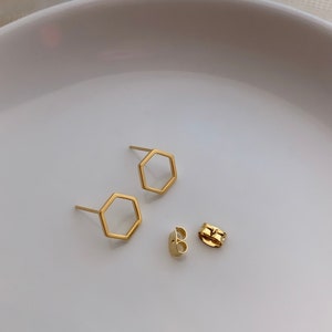 Hexagon Earrings Gold Silver Rose Gold image 3