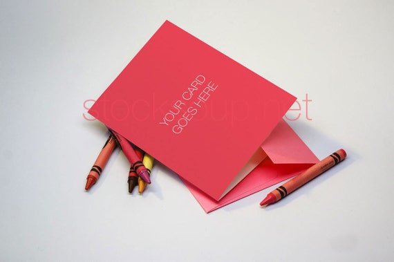 Greeting Card With Crayons Mockup Instant Download