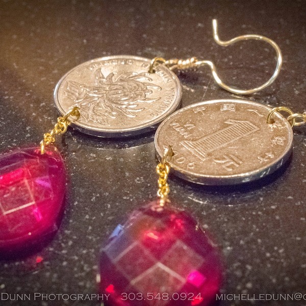 Chinese Coin Dangle Earrings