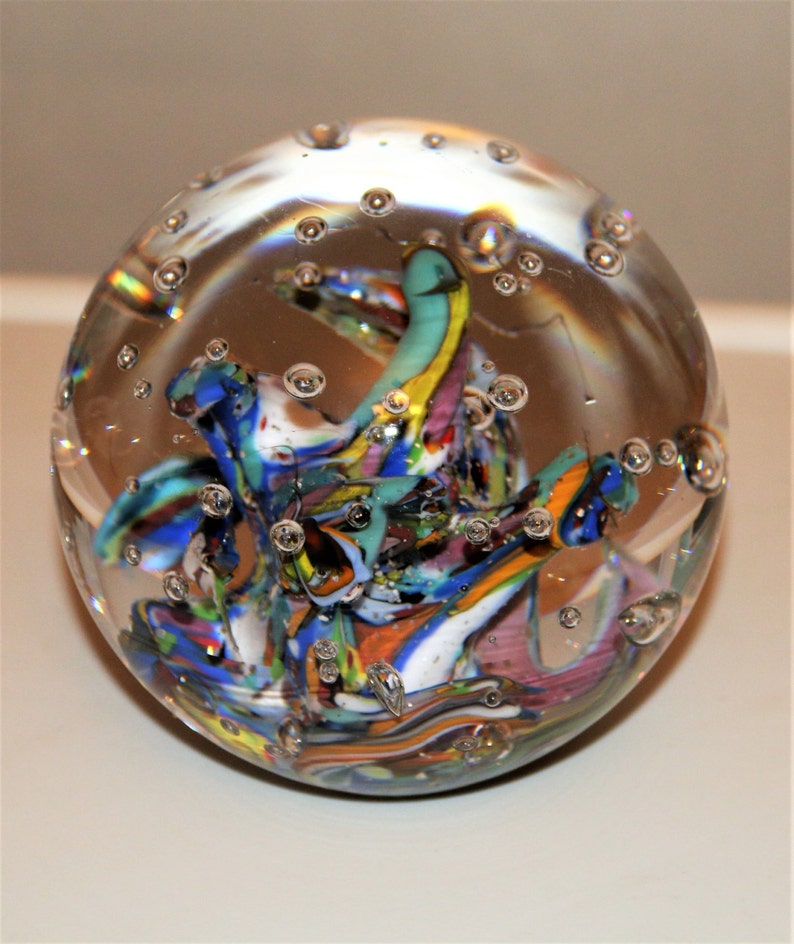 Vintage Hand Blown Glass Paperweight 5.5 Etsy