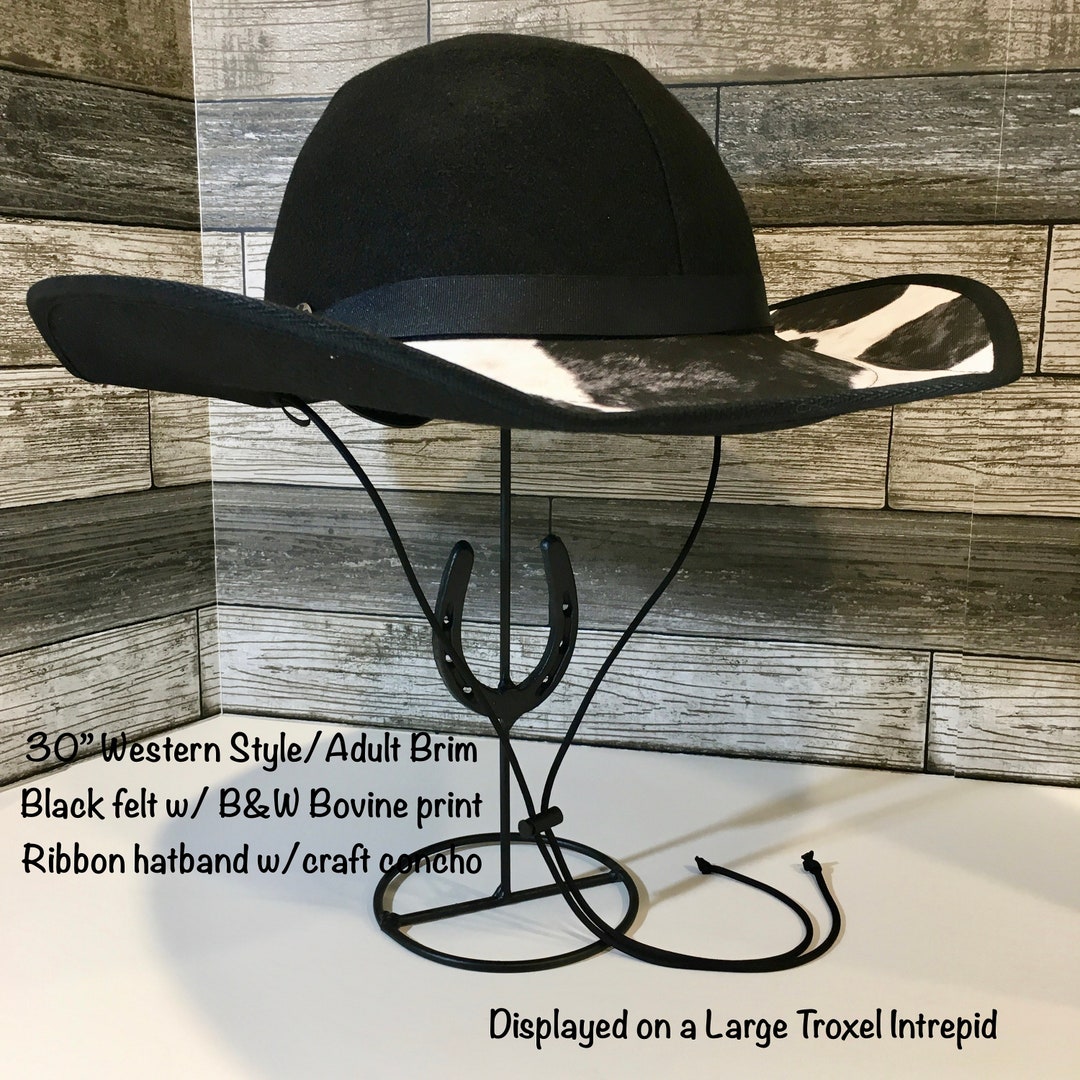 Western Style Equestrian Helmet Hat/ B&W Bovine Print