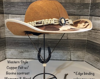 Western Style Equestrian helmet hat/ Bovine Print