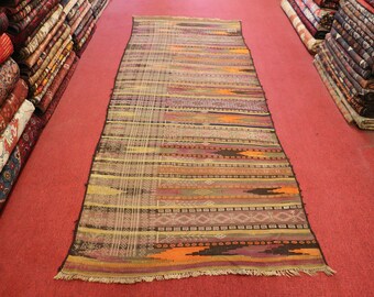 Size:3.5 x 4.8 feet Vintage Moroccan Small Tribal Nomadic Gabbeh Rug