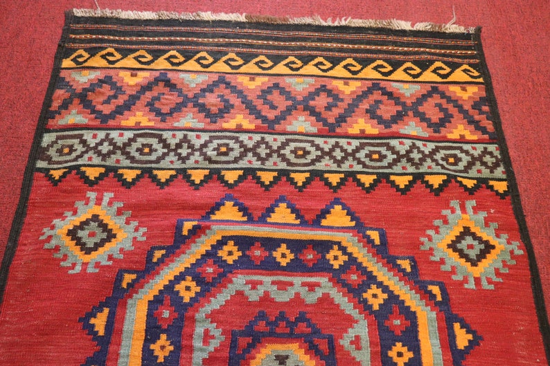 Size:3.3 x 13.6 feet Vintage Afghan Tribal Large Nomadic Turkomen Kilim Runner