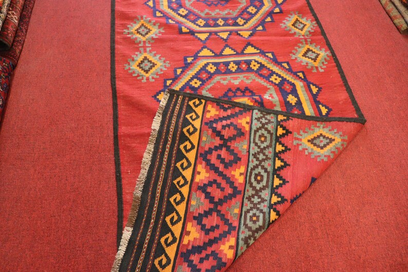 Size:3.3 x 13.6 feet Vintage Afghan Tribal Large Nomadic Turkomen Kilim Runner