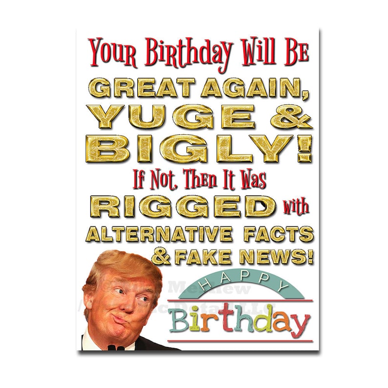 Donald Trump Funny Birthday Card Trump Birthday Card | Etsy