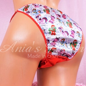 Satin Sissy Panties - COUNTESS CUT Little Christmas Ponies polyester Shiny wetlook string bikini panties for Men knickers Second Skin
