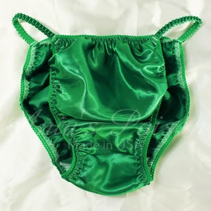 Sissy Satin Mens Panties Green Irish SHiny Silky soft Shiny string bikini knickers  S - 2XL