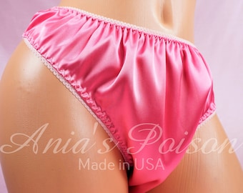 Gorgeous pink so SOFT Satin hipster Full bikini sissy mens panties lined front sizes S M/L XL/2X