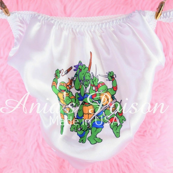 Sissy Satin Rare Turtle Ninjas Rare Panties White Polyester Shiny