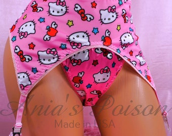 Pink Stretch Spandex Garter Skirt Little Kitty 4 Strap Garter sz S/M L/XL