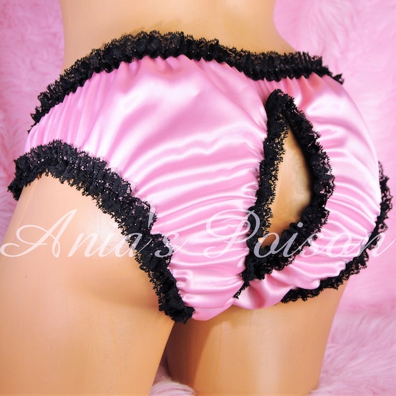 Frilly Lacy Ivory and Black Dress up Sissy Maid Shiny High Gloss