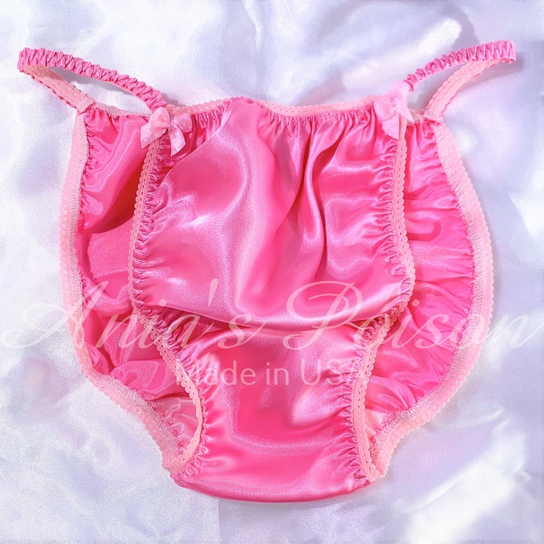 Baby pink Silky SOFT Silky SHiny wetlook string bikini Sissy stretch SATIN panties for MEN knickers like a Second Skin 