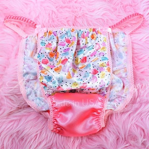 Valentine&#39;s Day Conversation Hearts Ania&#39;s Poison Cut sissy MENS SATIN Beautiful Shiny Silky wet look Mens holiday string Bikini panties