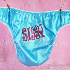 Sissy Panties Super shiny Sparkle Satin hipster Full cut bikini sissy mens lined front panties S = XXL