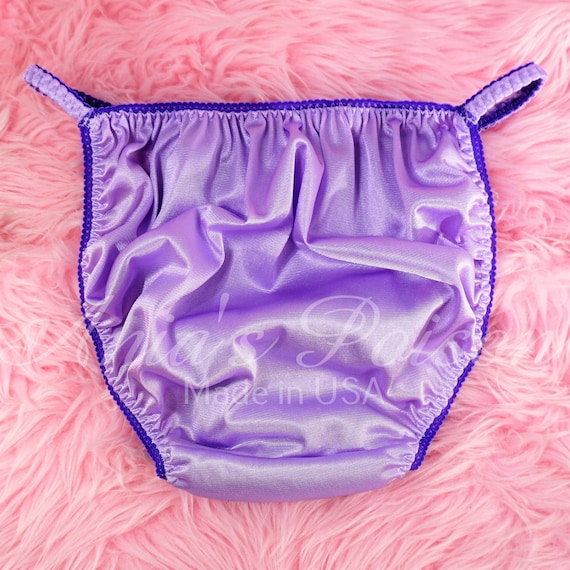 Vintage Style String Bikini Soft ALL Nylon Tricot Lilac Shiny Sissy Panties  for Men Sz S-XL 