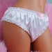 Silky Soft All white Satin with LACE hipster Full cut bikini sissy maid mens lined front panties S = XXL 