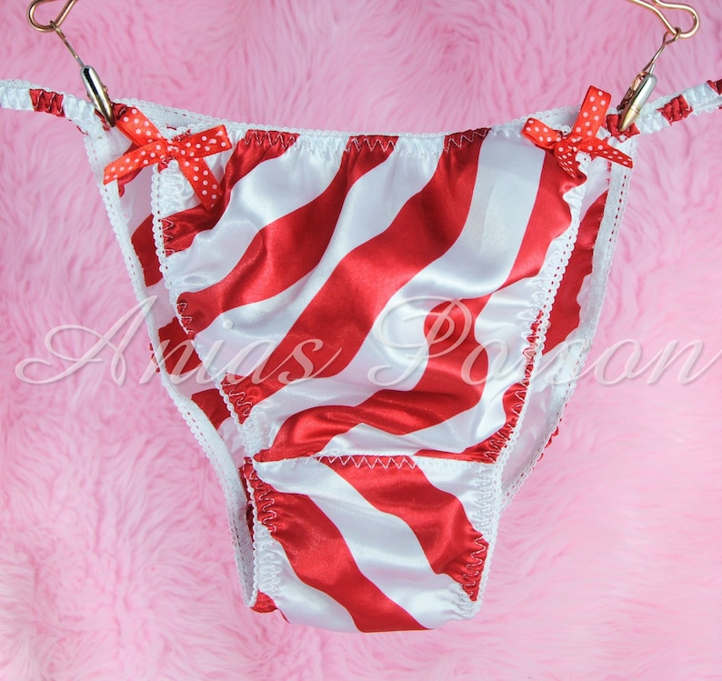 Sissy Satin Mens Panties Christmas Candy Cane Red White Silky Etsy