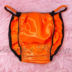 HALLOWEEN Sissy Satin Panties Orange String Bikini Shiny wetlook Underwear for Men S-XXL